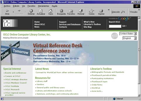 interfaz de OCLC